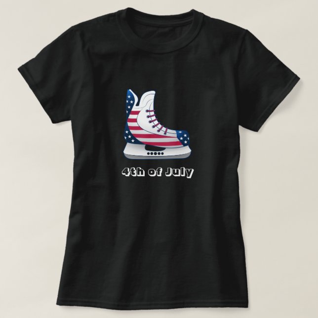 USA Hockeyskridskor för 4 juli T Shirt (Design framsida)