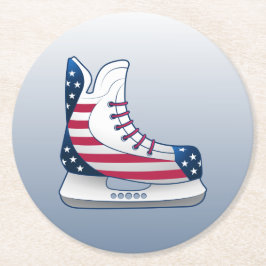 USA Hockeyskridskor med stjärnor och ränder Underlägg Papper Rund