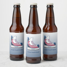 USA Hockeyskridskor Ölflaska Etikett