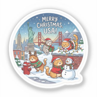 USA Holiday Cats – Cute Meowy Christmas Sticker Klistermärken