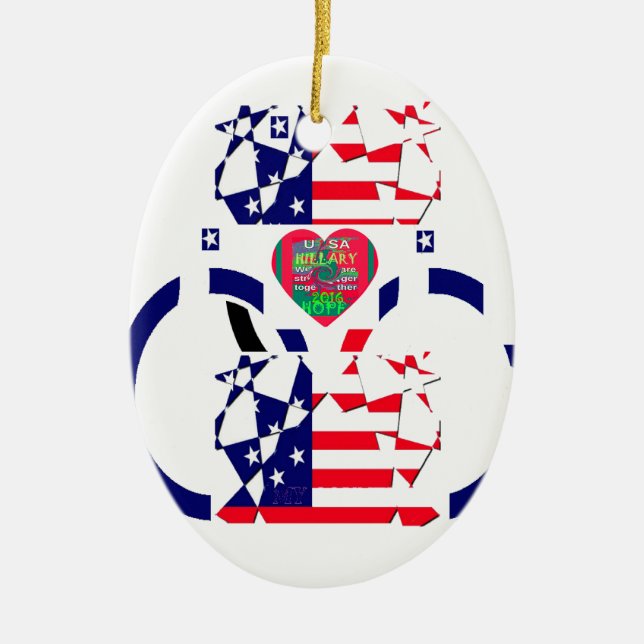 USA Hope BeSnyval Fantastisk National Flagga Desig Julgransprydnad Keramik (Framsidan)