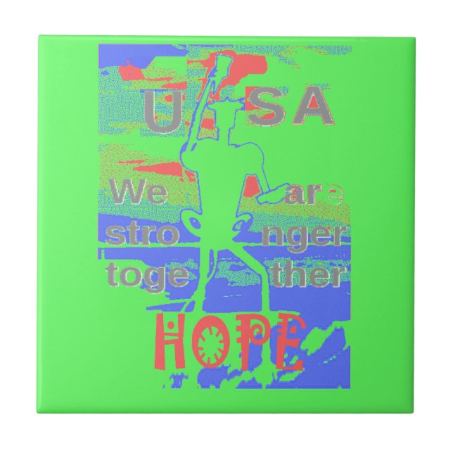 USA Hope: Neon Lemon & Orange Art Kakelplatta (Framsidan)