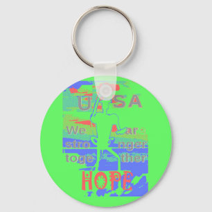 USA Hope: Neon Lemon & Orange Art Nyckelring