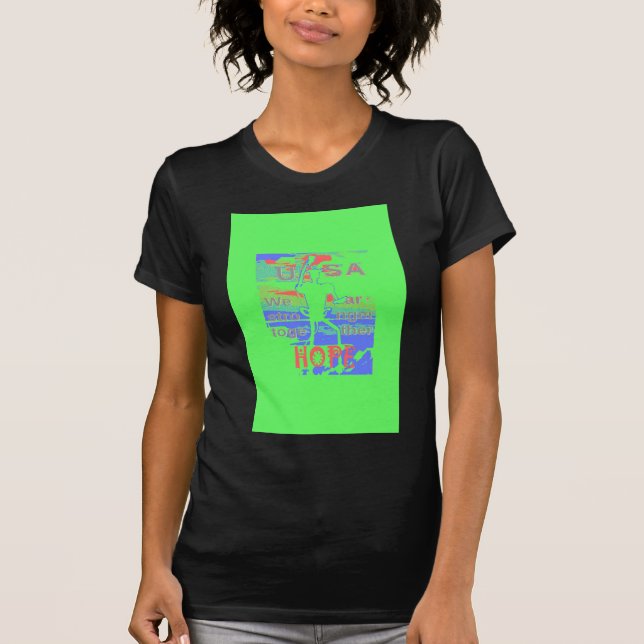 USA Hope: Neon Lemon & Orange Art T Shirt (Framsida)