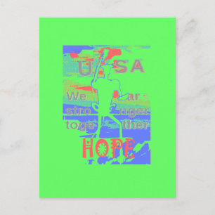 USA Hope: Neon Lemon & Orange Art Vykort