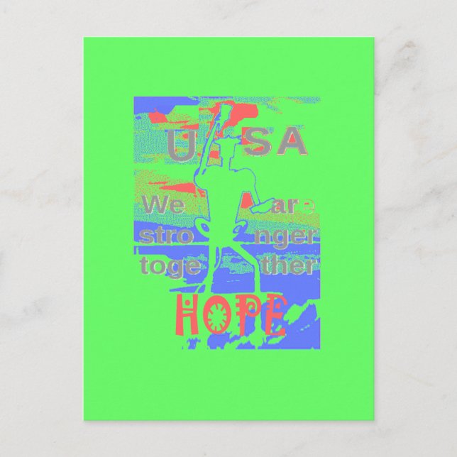 USA Hope: Neon Lemon & Orange Art Vykort (Framsida)