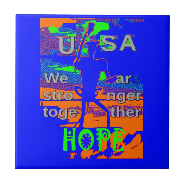 USA Hope Strong - A Patriotic Tapestry Kakelplatta (Framsidan)