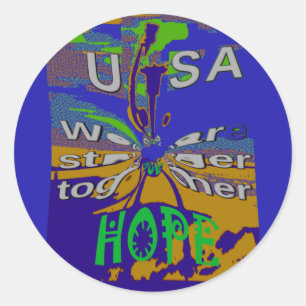 USA Hope Stronger Tillsammans Runt Klistermärke