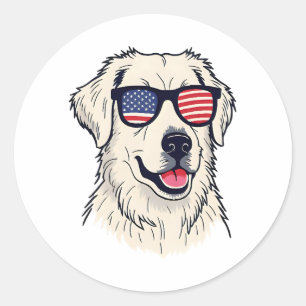 USA Hund älskare - Coola Valp med amerikanska Flag Runt Klistermärke