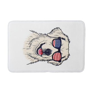 USA Hundälskare - Cool Valp med Amerikanska Flagga Badrumsmatta