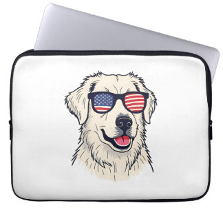 USA Hundälskare - Cool Valp med Amerikanska Flagga Laptop Fodral
