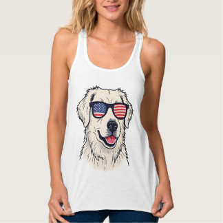 USA Hundälskare - Cool Valp med Amerikanska Flagga Linne Med Racerback