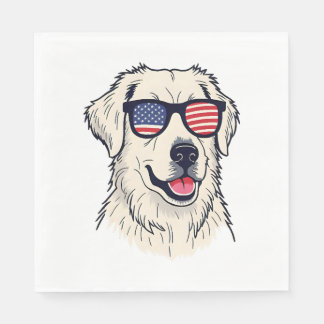 USA Hundälskare - Cool Valp med Amerikanska Flagga Pappersservett