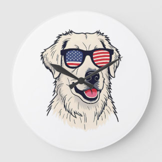 USA Hundälskare - Cool Valp med Amerikanska Flagga Stor Klocka