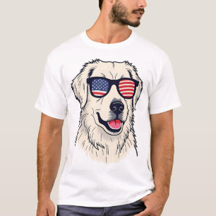 USA Hundälskare - Cool Valp med Amerikanska Flagga T Shirt
