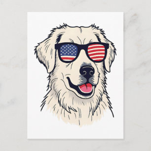 USA Hundälskare - Cool Valp med Amerikanska Flagga Vykort