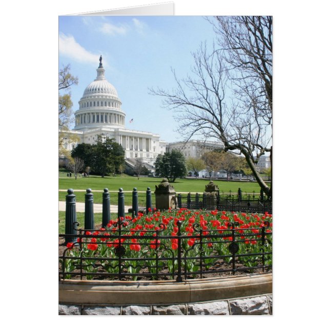 USA HUVUDSTAD BYGGNAD VÅR HÄLSNINGSKORT (Framsidan)