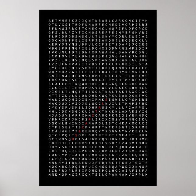 USA-huvudstäder, poster med ord-sökning (Framsidan)
