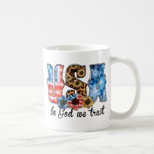 USA I God We Trust Christian Solros Kaffemugg