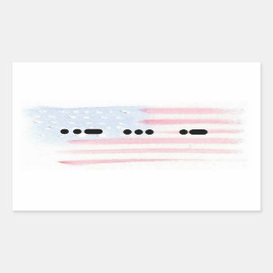 USA i Morse Code med Flagga Sticker - Anpassa Rektangulärt Klistermärke
