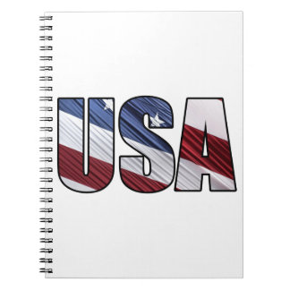 USA i Red White och Blue American Patriotic Flagga Anteckningsbok Med Spiral