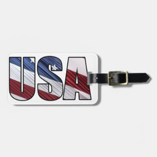 USA i Red White och Blue American Patriotic Flagga Bagagebricka