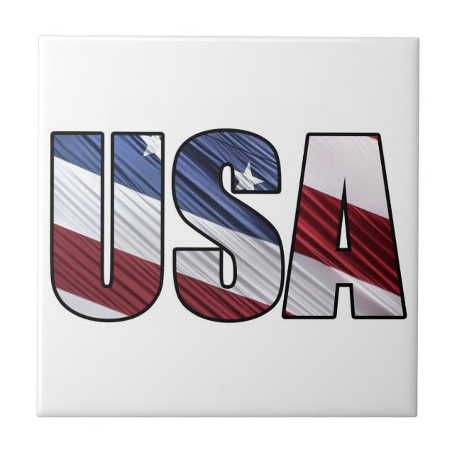 USA i Red White och Blue American Patriotic Flagga Kakelplatta (Framsidan)