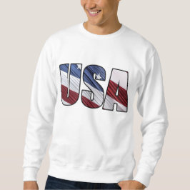 USA i Red White och Blue American Patriotic Flagga Lång Ärmad Tröja