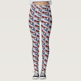 USA i Red White och Blue American Patriotic Flagga Leggings