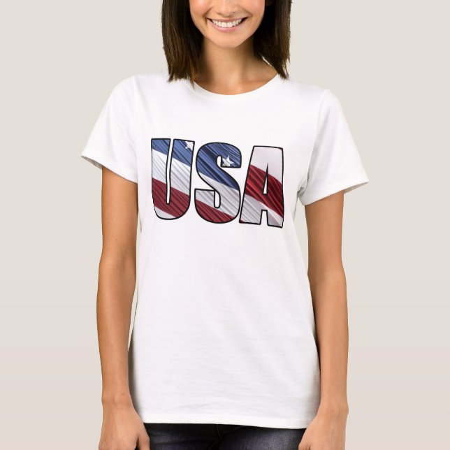 USA i Red White och Blue American Patriotic Flagga T-shirt (Framsida)