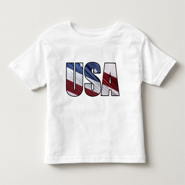 USA i Red White och Blue American Patriotic Flagga T Shirt (Framsida)