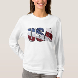 USA i Red White och Blue American Patriotic Flagga T-shirt