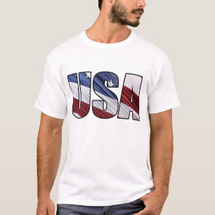 USA i Red White och Blue American Patriotic Flagga Tee Shirt