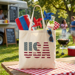 USA i röd vit och blå amerikansk flagga patriotisk Tygkasse