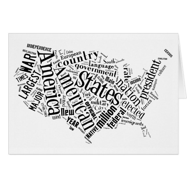 USA i Tagxedo Hälsningskort (Framsidan Horizontal)