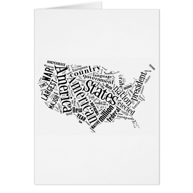 USA i Tagxedo Hälsningskort (Framsidan)
