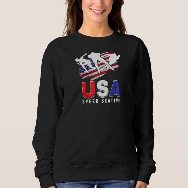 Usa Ice Skate Skating Skaters Speed Figur Skater T Shirt (Framsida)