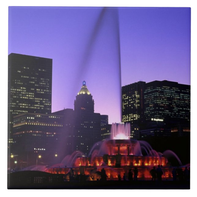 USA, IL, Chicago. Buckingham Fontän i Grant Kakelplatta (Framsidan)