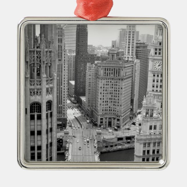 USA, IL, Chicago, Loop från Hotel Julgransprydnad Metall (Framsidan)