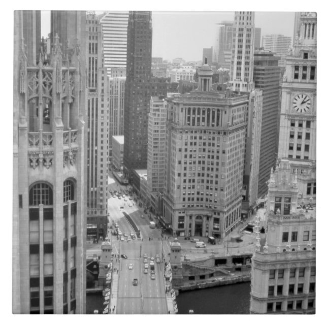 USA, IL, Chicago, Loop från Hotel Kakelplatta (Framsidan)