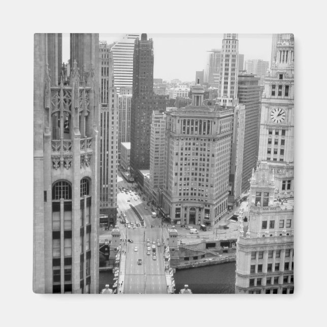 USA, IL, Chicago, Loop från Hotel Magnet (Framsidan)