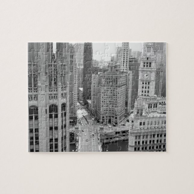 USA, IL, Chicago, Loop från Hotel Pussel (Horisontell)