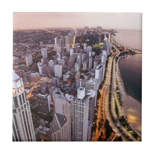 USA Illinois, Chicago, antenn beskådar av sjön Kakelplatta (Framsidan)