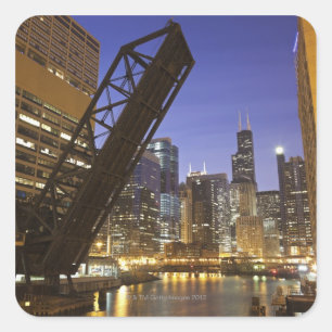 USA Illinois, Chicago, Chicago River Fyrkantigt Klistermärke