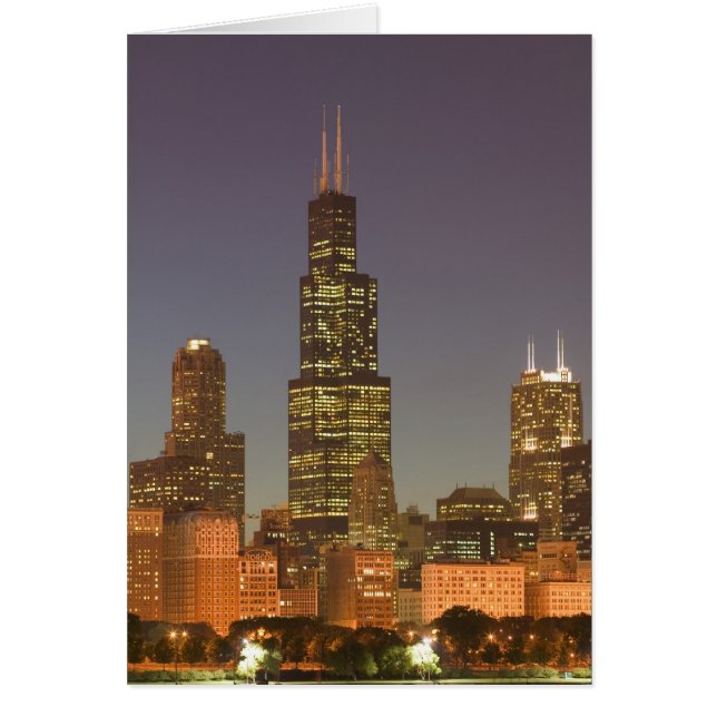 USA, Illinois, Chicago: City Skyline/Evening Hälsningskort (Framsidan)