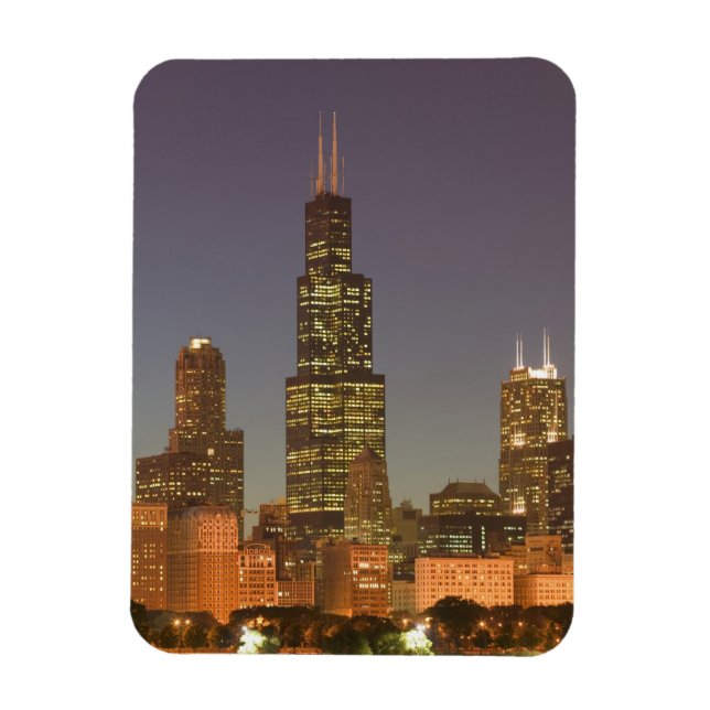 USA, Illinois, Chicago: City Skyline/Evening Magnet (Vertikal)