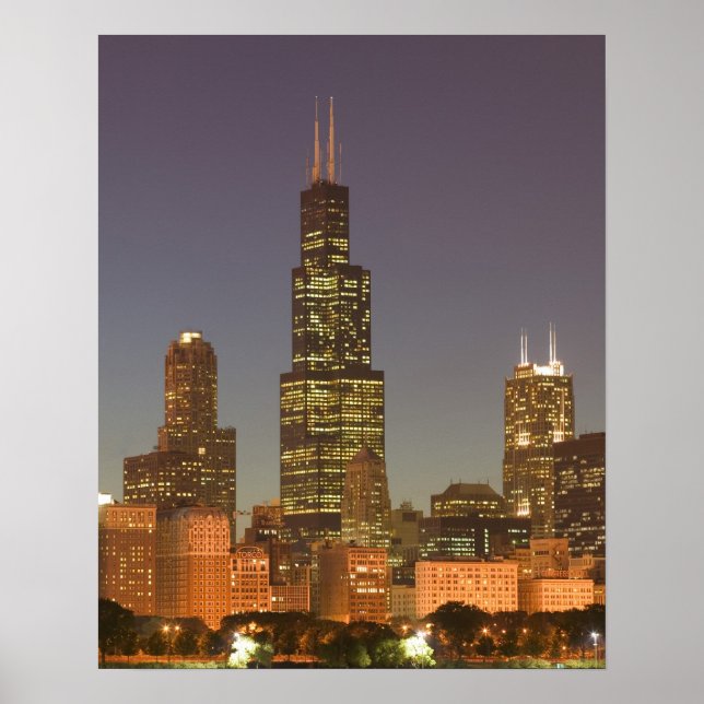 USA, Illinois, Chicago: City Skyline/Evening Poster (Framsidan)