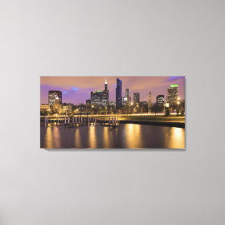 USA, Illinois, Chicago, City Skyline och marina sm Canvastryck