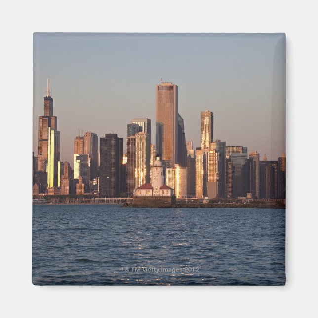 USA, Illinois, Chicago, City skyline över Sjö 2 Magnet (Framsidan)