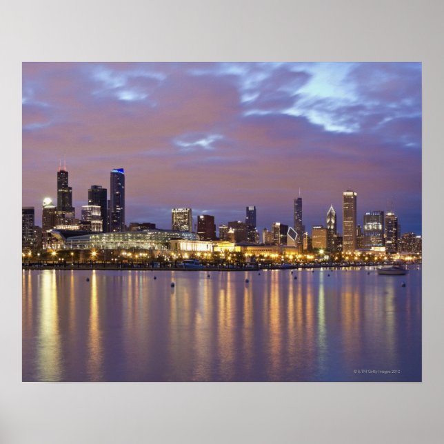 USA, Illinois, Chicago, City skyline över Sjö 5 Poster (Framsidan)